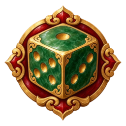 Guest badge: a single jade die