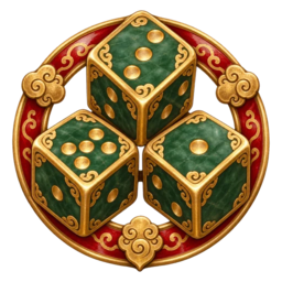 Patron badge: three dice in a ring