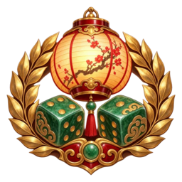 Jade Circle badge: a lantern over dice with a laurel
